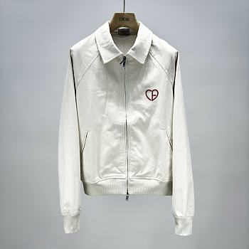 Bagsaaa Dior CD Heart Blouson Jacket White Cotton Canvas