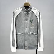 Bagsaaa Dior Lily of the Valley Varsity Jacket Gray Cotton Fleece - 1