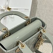 Bagsaaa Dior Small Lady Gray Patent & Gold Hardware - 20×17×8cm - 3