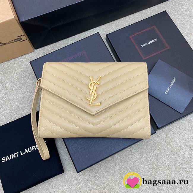 Bagsaaa YSL Cassandre Matelassé Flap Pouch In Grain De Poudre Leather Beige - 21 x 16 x 3 CM - 1