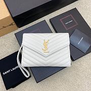 Bagsaaa YSL Cassandre Matelassé Flap Pouch In Grain De Poudre Leather White - 21 x 16 x 3 CM - 1