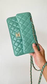 Bagsaaa Chanel Flap Bag Green Mint Lambskin & Gold Hardware - 23cm - 3