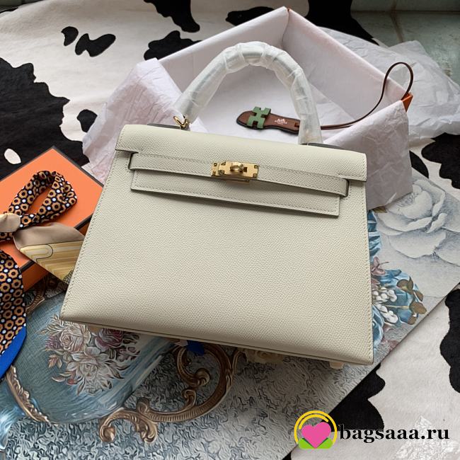 Bagsaaa Hermes Kelly Epsom Off White & Gold Hardware - 25cm - 1