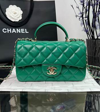 Bagsaaa Chanel Mini Flap Bag With Handle Green - 20×14×7cm