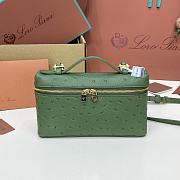 Bagsaaa Loro Piana Extra Pocket L27 Green Ostrich - 16x27x10 cm - 1