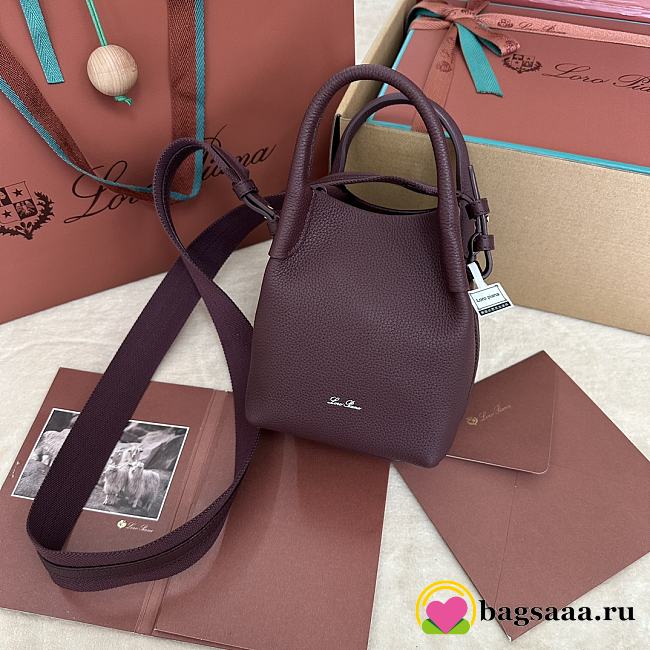 Bagsaaa Loro Piana Micro Bale Bag Burgundy - 13 x 13 x 16 cm - 1