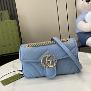 Bagsaaa Gucci GG Marmont Mini Shoulder Bag Blue 446744 - 22cm - 1