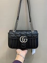 Bagsaaa Gucci GG Marmont Mini Shoulder Bag Black & Silver 446744 - 22cm - 1