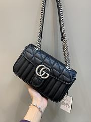 Bagsaaa Gucci GG Marmont Mini Shoulder Bag Black & Silver 446744 - 22cm - 3