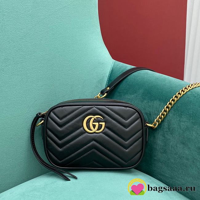 Bagsaaa Gucci GG Marmont Mini Shoulder Bag Black 448065 - 18cm - 1