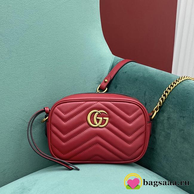 Bagsaaa Gucci GG Marmont Mini Shoulder Bag Red 448065 - 18cm - 1