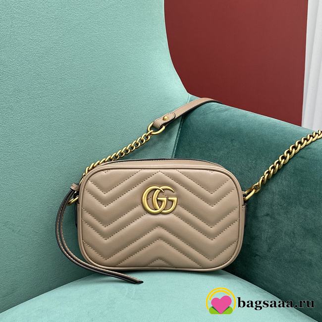 Bagsaaa Gucci GG Marmont Mini Shoulder Bag Beige 448065 - 18cm - 1