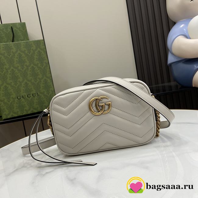 Bagsaaa Gucci GG Marmont Mini Shoulder Bag Light Gray 448065 - 18cm - 1