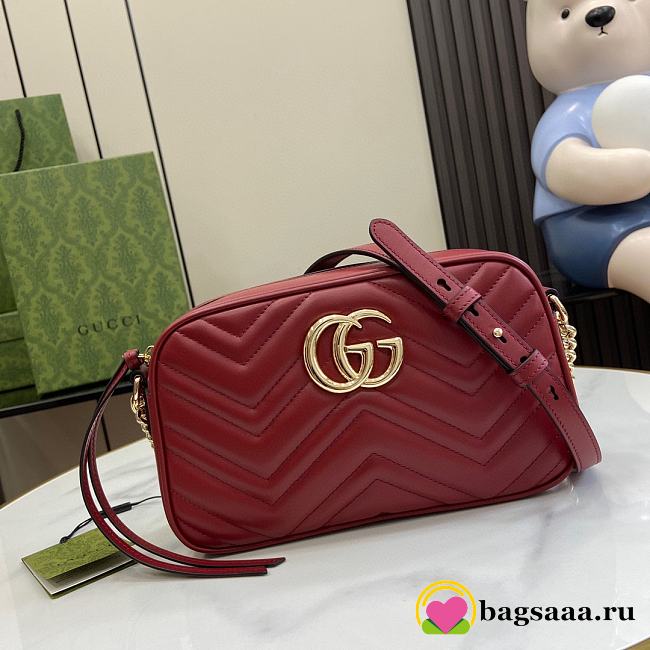 Bagsaaa Gucci GG Marmont Small Shoulder Bag 447632 Red - 24 x 13 x 7cm - 1