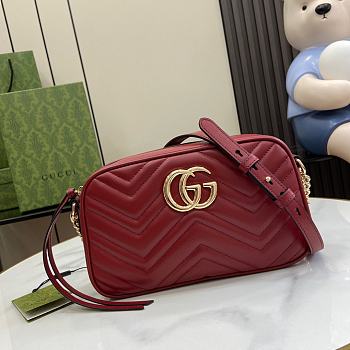 Bagsaaa Gucci GG Marmont Small Shoulder Bag 447632 Red - 24 x 13 x 7cm