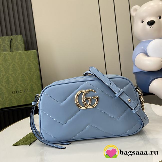 Bagsaaa Gucci GG Marmont Small Shoulder Bag 447632 Blue - 24 x 13 x 7cm - 1