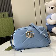 Bagsaaa Gucci GG Marmont Small Shoulder Bag 447632 Blue - 24 x 13 x 7cm - 1