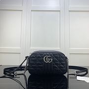 Bagsaaa Gucci GG Marmont Small Shoulder Bag 447632 Black & Silver - 24 x 13 x 7cm - 1