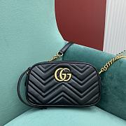 Bagsaaa Gucci GG Marmont Small Shoulder Bag 447632 Black & Gold - 24 x 13 x 7cm - 1