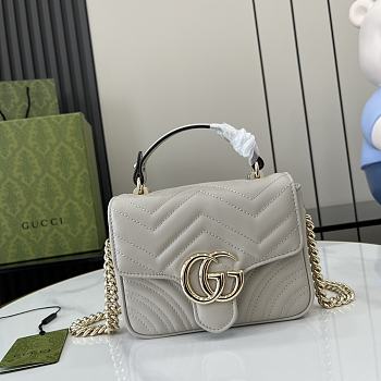 Bagsaaa Gucci GG Marmont Mini Top Handle Bag 811238 Light Gray - 17x13x6cm