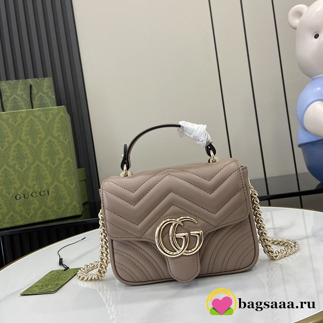 Bagsaaa Gucci GG Marmont Mini Top Handle Bag 811238 Beige - 17x13x6cm - 1