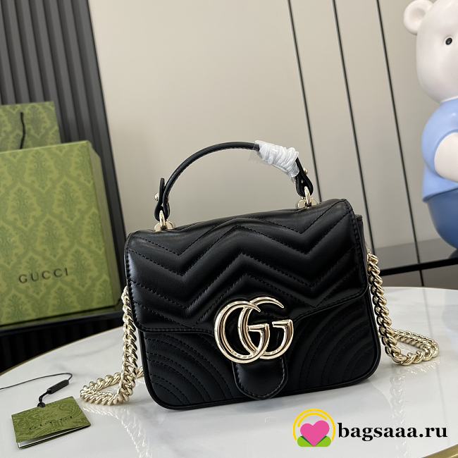 Bagsaaa Gucci GG Marmont Mini Top Handle Bag 811238 Black - 17x13x6cm - 1