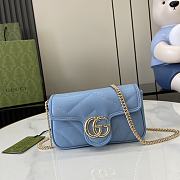 Bagsaaa Gucci GG Marmont Super Mini Bag 476433 Blue - 16.5x10x4.5cm - 1