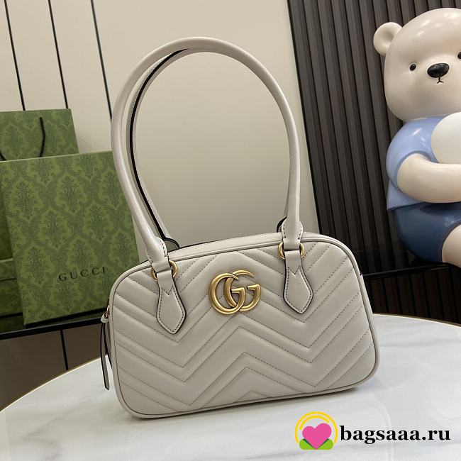 Bagsaaa Gucci GG Marmont Small Top Handle Bag 795199 Light Gray - 25.5x15.5x6.5cm - 1