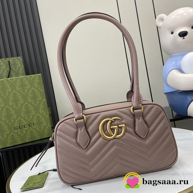 Bagsaaa Gucci GG Marmont Small Top Handle Bag 795199 Dusty Pink - 25.5x15.5x6.5cm - 1