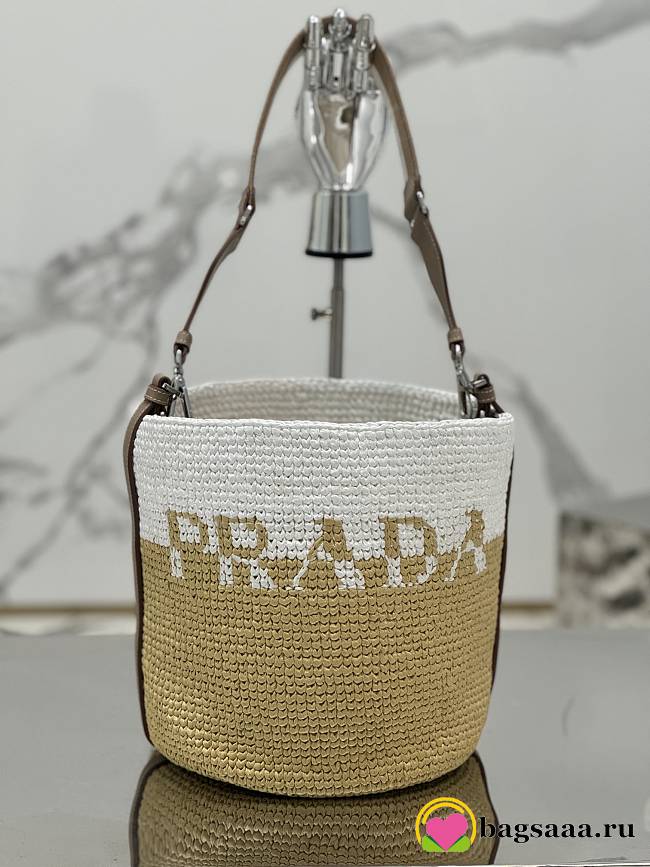 Bagsaaa Prada Crochet And Leather Mini Bucket Bag - 23×25×20cm - 1