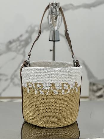 Bagsaaa Prada Crochet And Leather Mini Bucket Bag - 23×25×20cm