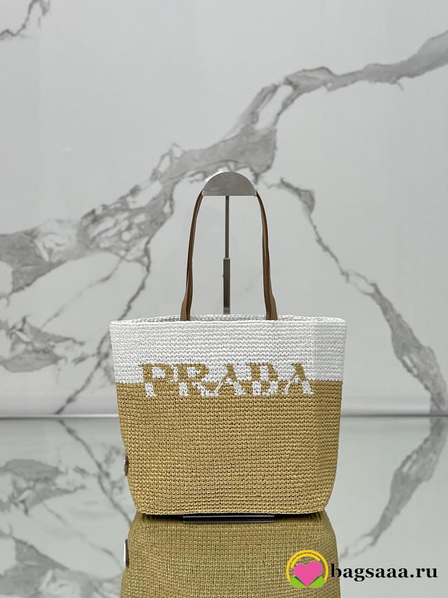 Bagsaaa Prada Logo Raffia Tote Bag - 27×26×10cm - 1