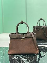 Bagsaaa Medium Prada Buckle suede bag with belt dark brown - 32Ｘ23Ｘ11CM - 1