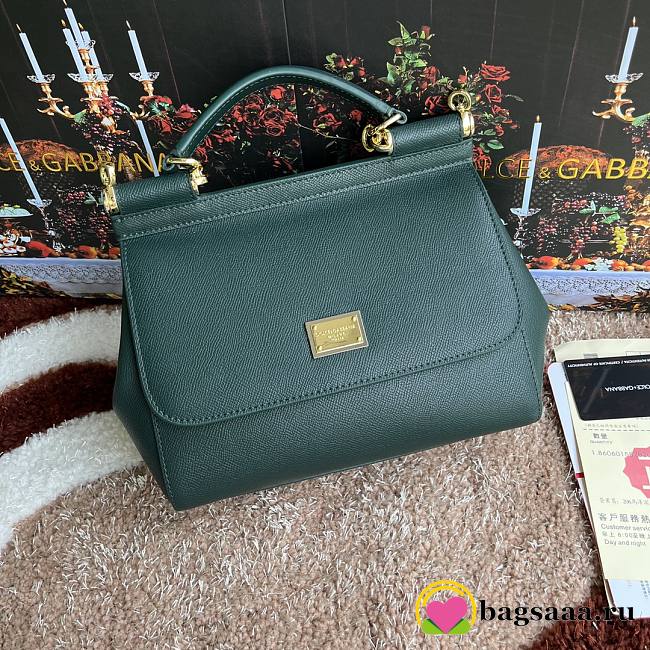 Bagsaaa Dolce&Gabbana Dark Green Sicily Handbag - 25x20X12cm - 1