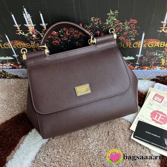 Bagsaaa Dolce&Gabbana Dark Brown Sicily Handbag - 25x20X12cm - 1