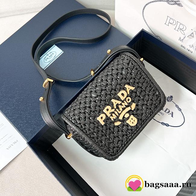 Bagsaaa Prada Crochet and leather shoulder bag black - 16x11x5 cm - 1