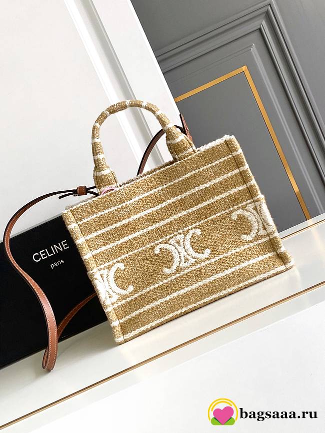 Bagsaaa Celine Small Cabas Thais In Striped Textile With Triomphe - 25.5 x 18.5 x 12 CM - 1