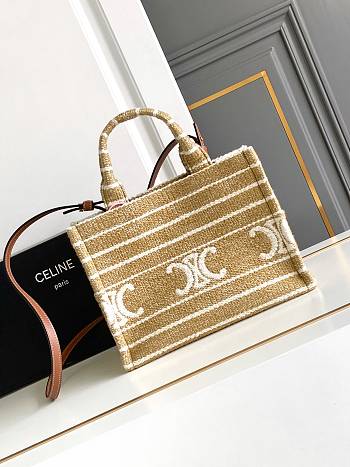 Bagsaaa Celine Small Cabas Thais In Striped Textile With Triomphe - 25.5 x 18.5 x 12 CM