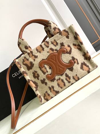 Bagsaaa Celine Small Cabas Thais In Leopard Textile And Calfskin - 25.5 x 18.5 x 12 CM