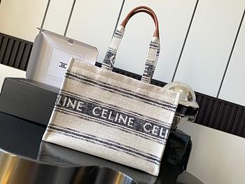 Bagsaaa Celine Large Cabas Thais In Striped Textile With Celine Jacquard Gray - 40 x 30 x 16 CM