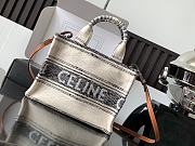 Bagsaaa Celine Small Cabas Thais In Striped Textile With Celine Jacquard White Black - 25.5 x 18.5 x 12 CM - 1