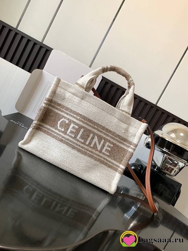 Bagsaaa Celine Small Cabas Thais In Striped Textile With Celine Jacquard - 25.5 x 18.5 x 12 CM - 1