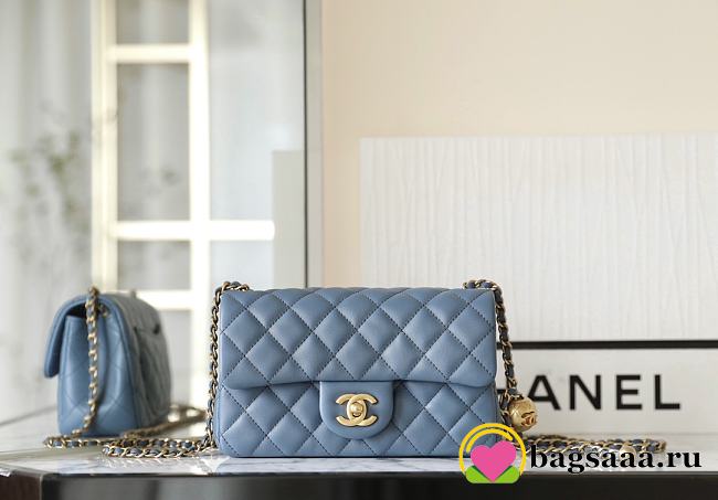 Bagsaaa Chanel Blue Lambskin & Gold Adjustable Strap - 13x20x7 cm - 1