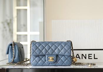 Bagsaaa Chanel Blue Lambskin & Gold Adjustable Strap - 13x20x7 cm