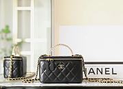 Bagsaaa Chanel Mini Vanity Top Handle Case Black Lambskin - 9.5x17x8 cm - 1