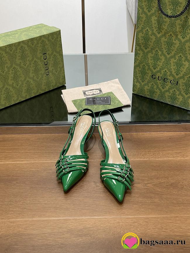 Bagsaaa Gucci Women's Slingback Pump Green 796016 - 1