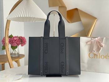 Bagsaaa Chloe Woody tote bag in soft leather black - 37 x 26 x 12 cm