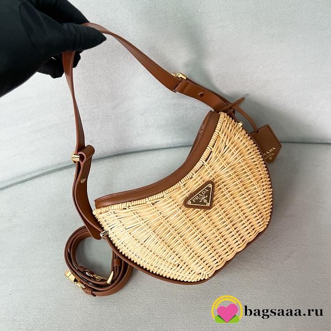 Bagsaaa Prada Wicker and leather Prada Arqué bag Natural - 22.5*18.5*6cm - 1