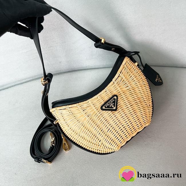 Bagsaaa Prada Wicker and leather Prada Arqué bag Black - 22.5*18.5*6cm - 1