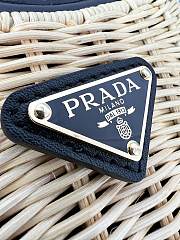 Bagsaaa Prada Wicker and leather Prada Arqué bag Black - 22.5*18.5*6cm - 4